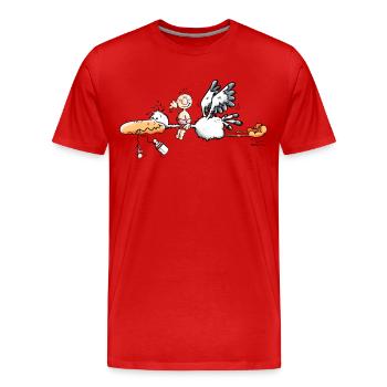 Storch bringt Baby - Männer Premium Bio T-Shirt - Rot - Vorne - Damien (186cm)