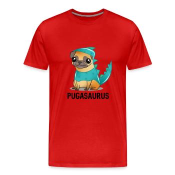 Pug Dinosaur Costume Kawaii Cartoon - Men's Premium Organic T-Shirt - red - Front - Damien (186cm)