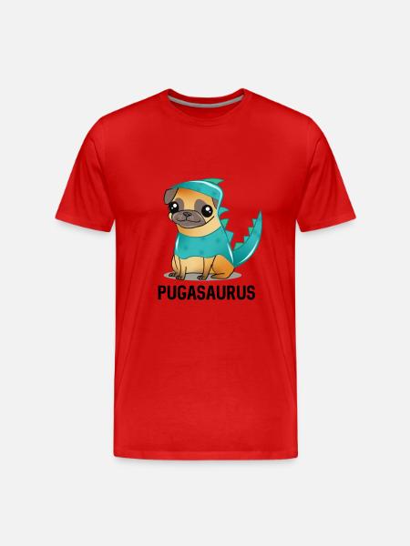 Pug Dinosaur Costume Kawaii Cartoon - Men's Premium Organic T-Shirt - red