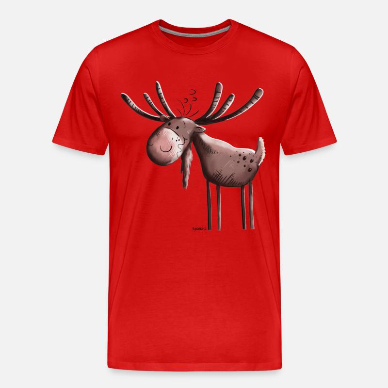 Knuffiger Elch - Männer Premium Bio T-Shirt - Rot