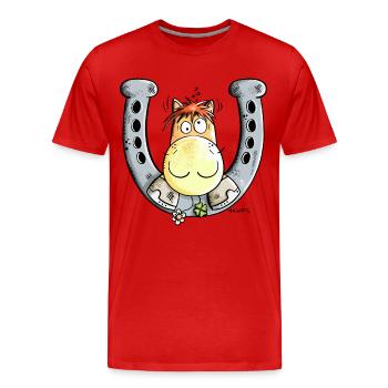 Lucky Horse - Men's Premium Organic T-Shirt - red - Front - Damien (186cm)