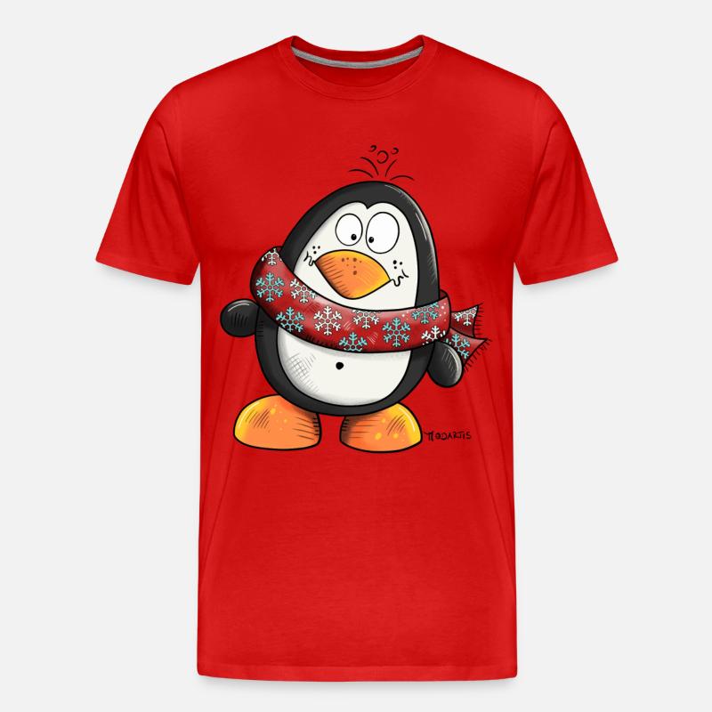 Der Pinguin - Männer Premium Bio T-Shirt - Rot