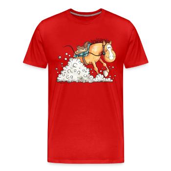Sliding Stop Western horse - Men's Premium Organic T-Shirt - red - Front - Damien (186cm)