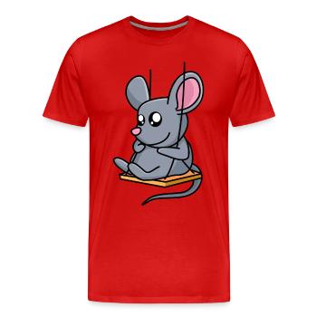 Souris souris swing - conception - T-shirt bio Premium Homme - rouge - Devant - Damien (186cm)