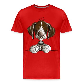 Drolliger Deutsch Kurzhaar - Männer Premium Bio T-Shirt - Rot - Vorne - Damien (186cm)