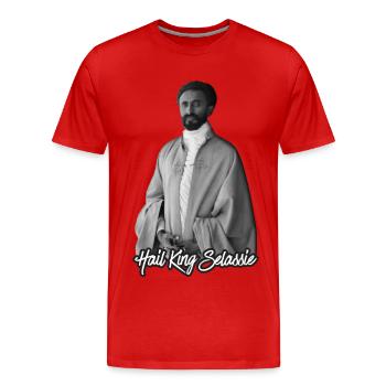 Hail King Selassie Jah Rastafari Roots Reggae - Männer Premium Bio T-Shirt - Rot - Vorne - Damien (186cm)