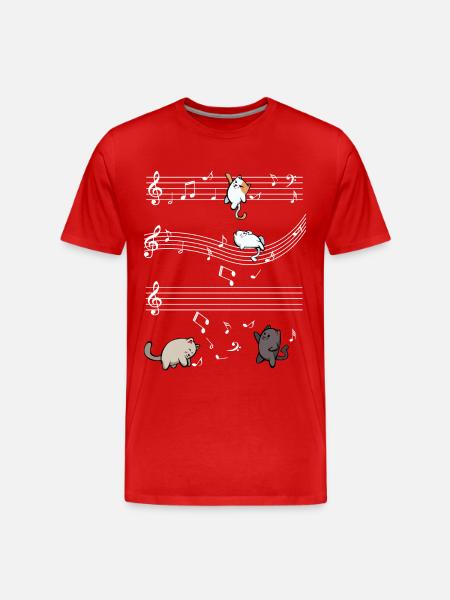 Cat music on staves - Men's Premium Organic T-Shirt - red