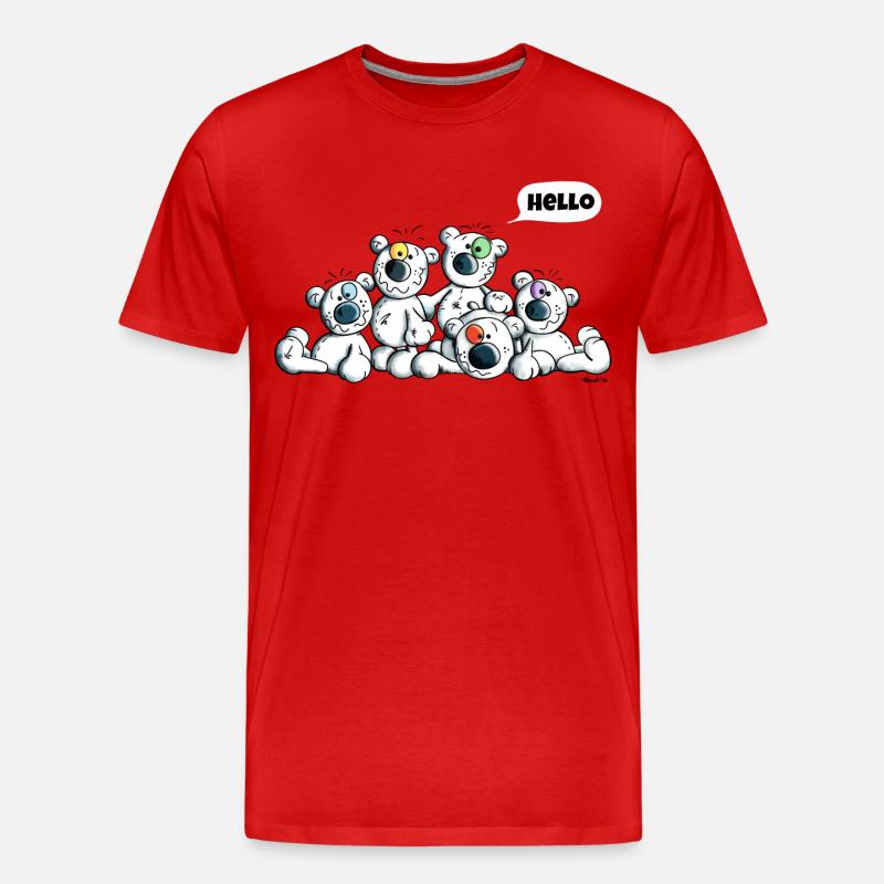 Hello Eisbären - Männer Premium Bio T-Shirt - Rot