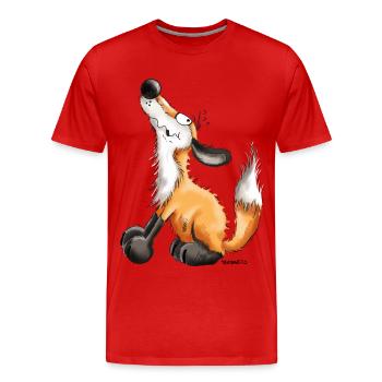 Lustiger Fuchs - Fox - Tiere - Comic - Fun - Art - Männer Premium Bio T-Shirt - Rot - Vorne - Damien (186cm)