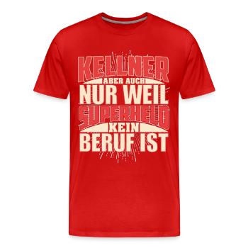 Kellner Superheld - Männer Premium Bio T-Shirt - Rot - Vorne - Damien (186cm)