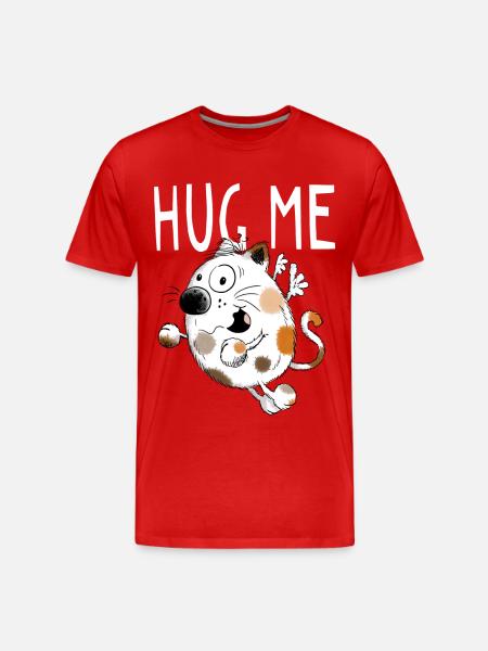 Hug Me Cat Cartoon - Gift - Men's Premium Organic T-Shirt - red