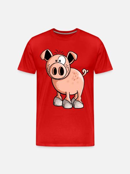 Pink Pig - Cartoon - Piglet - Gift - Men's Premium Organic T-Shirt - red