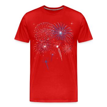 Feu d'artifice coloré avec des étoiles. - T-shirt bio Premium Homme - rouge - Devant - Damien (186cm)
