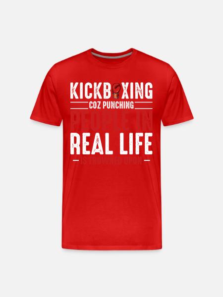 Kickboxing Real Life Spruch - Männer Premium Bio T-Shirt - Rot