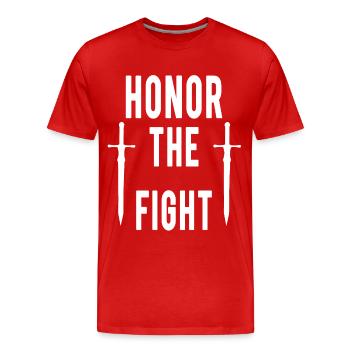 Respect the martial art of sword fighting fencing - Men's Premium Organic T-Shirt - red - Front - Damien (186cm)