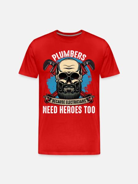 Motif de crâne des héros plombiers - T-shirt bio Premium Homme - rouge