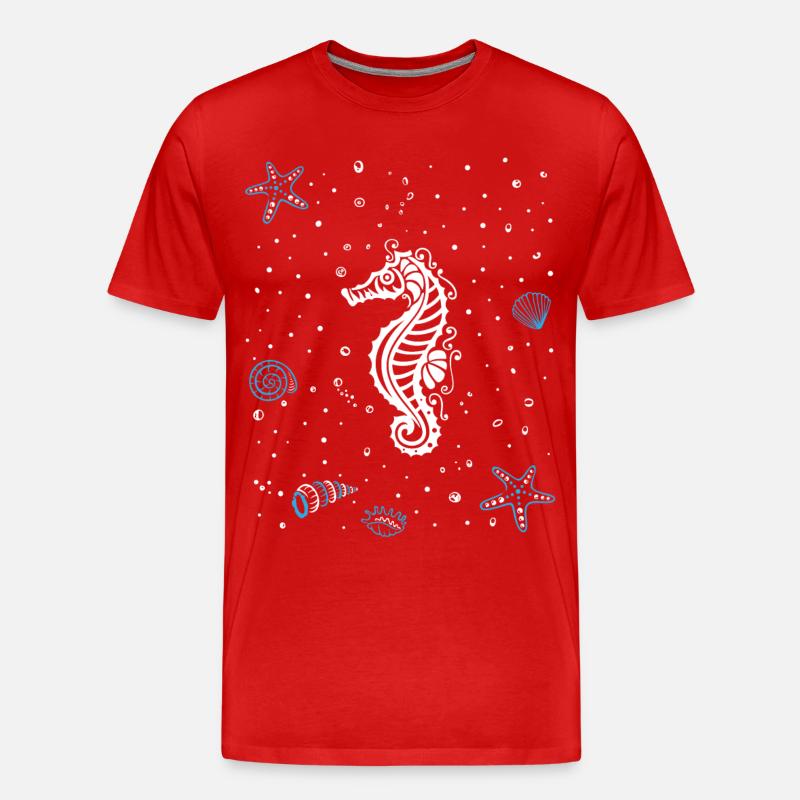 Seepferdchen mit Wasserspritzer. Maritim. - Männer Premium Bio T-Shirt - Rot