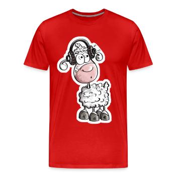 Schaf mag Musik - Schafe - Lamm - Bock - Schafbock - Männer Premium Bio T-Shirt - Rot - Vorne - Damien (186cm)