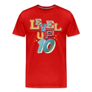 Level Up 10 Jahre Geburtstag Gamer Gaming - Männer Premium Bio T-Shirt - Rot - Vorne - Damien (186cm)