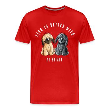 Life is Better With My Briard - Männer Premium Bio T-Shirt - Rot - Vorne - Damien (186cm)