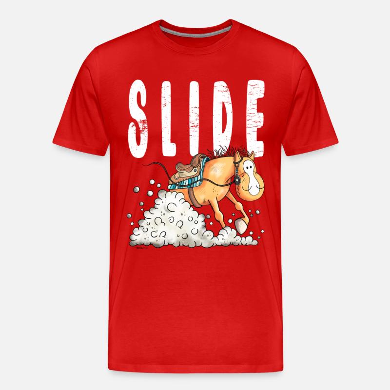 Westernpferd Slide - Männer Premium Bio T-Shirt - Rot