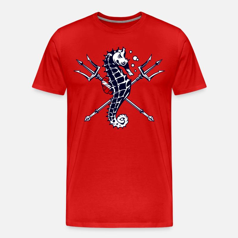 Taucher Trident Seepferdchen - Männer Premium Bio T-Shirt - Rot