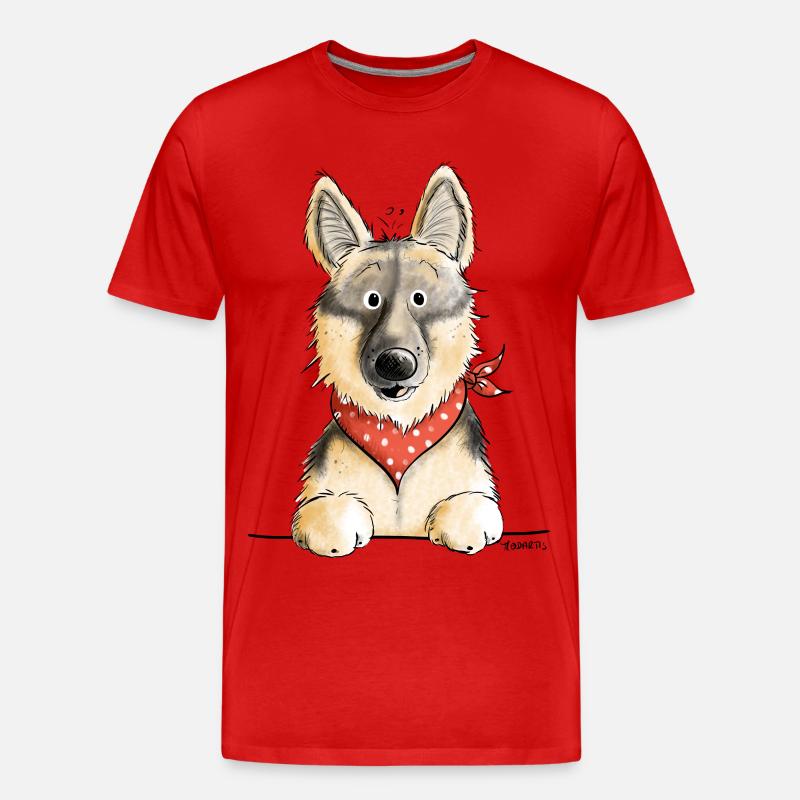 Lustiger Deutscher Schäferhund I Comic Geschenk - Männer Premium Bio T-Shirt - Rot