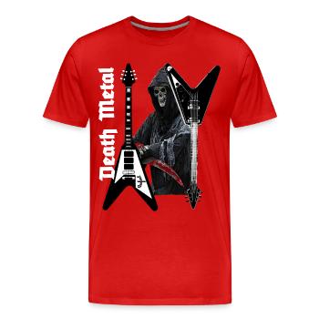 Musique heavy metal black metal deaht metal crâne - T-shirt bio Premium Homme - rouge - Devant - Damien (186cm)
