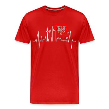 Frankfurt skyline heartbeat fan love heart Hessen - Men's Premium Organic T-Shirt - red - Front - Damien (186cm)