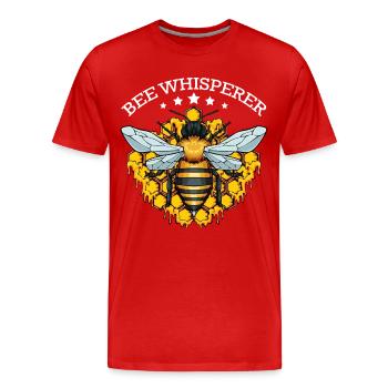 Bee Whisperer with Honeycombs - Men's Premium Organic T-Shirt - red - Front - Damien (186cm)