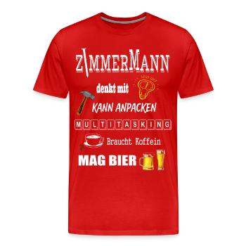 Zimmermann - Männer Premium Bio T-Shirt - Rot - Vorne - Damien (186cm)