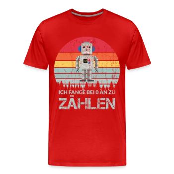 Ich fange bei 0 an zu zählen - Männer Premium Bio T-Shirt - Rot - Vorne - Damien (186cm)