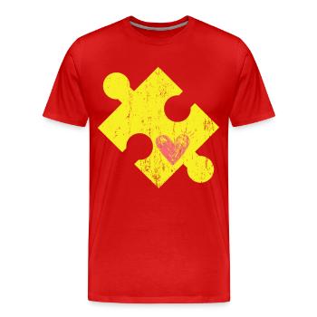 Puzzle piece with heart - Men's Premium Organic T-Shirt - red - Front - Damien (186cm)
