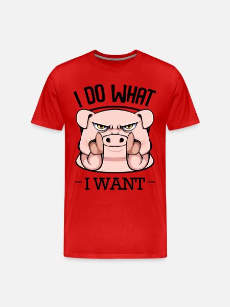 Angry pig finger pointing - Men's Premium Organic T-Shirt - red