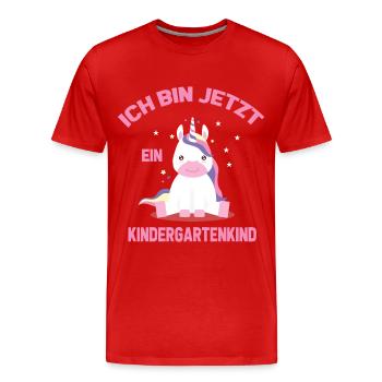 Ich bin jetzt ein Kindergartenkind - Männer Premium Bio T-Shirt - Rot - Vorne - Damien (186cm)