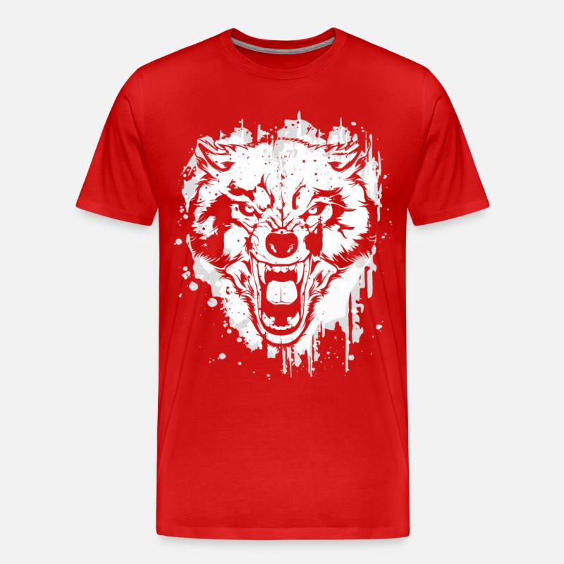 Wolf - Wölfe - Werwolf - Wolfsrudel - Vollmond - Männer Premium Bio T-Shirt - Rot