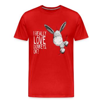 Ich liebe Esel I Spruch I Tiermotiv - Männer Premium Bio T-Shirt - Rot - Vorne - Damien (186cm)