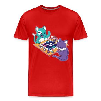 Katzen-Gamer Battle - Männer Premium Bio T-Shirt - Rot - Vorne - Damien (186cm)
