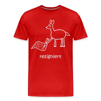 resigniert, Reh, lustiges Reh, Wortspiel, Tiere - Männer Premium Bio T-Shirt - Rot - Vorne - Damien (186cm)
