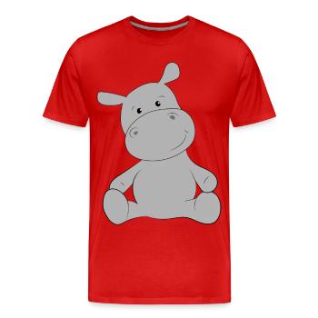 Nilpferd - Männer Premium Bio T-Shirt - Rot - Vorne - Damien (186cm)