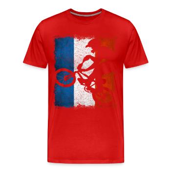 BMX France / bmx / Bmx / Vélo / Fahrrad - BMX - T-shirt bio Premium Homme - rouge - Devant - Damien (186cm)