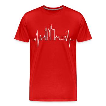 Frankfurt skyline heartbeat fan love heart Hessen - Men's Premium Organic T-Shirt - red - Front - Damien (186cm)