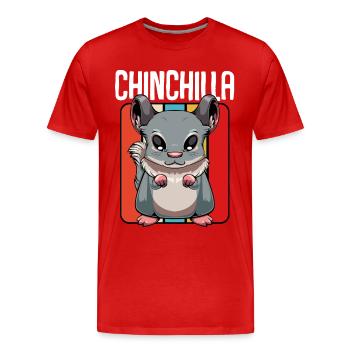 Chinchilla Pop Art Panel - Männer Premium Bio T-Shirt - Rot - Vorne - Damien (186cm)