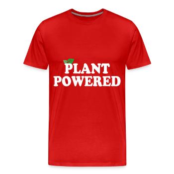 Plant Powered Powered By Plant Go Vegan - Men's Premium Organic T-Shirt - red - Front - Damien (186cm)