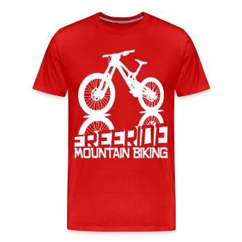 Freedom and adrenaline – MTB Freeride - Men's Premium Organic T-Shirt - red - Front - Damien (186cm)