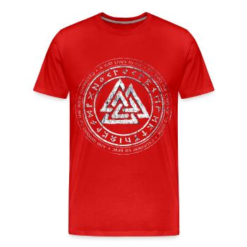 Valknut Viking Celts Teutons Knot Runes - Men's Premium Organic T-Shirt - red - Front - Damien (186cm)