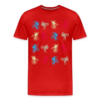 BMX / Bmx / bmx / idée cadeau / anniversaire - T-shirt bio Premium Homme - rouge - Devant - Damien (186cm)
