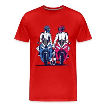 Motorradpaar Liebe Biker Paar - Männer Premium Bio T-Shirt - Rot - Vorne - Damien (186cm)
