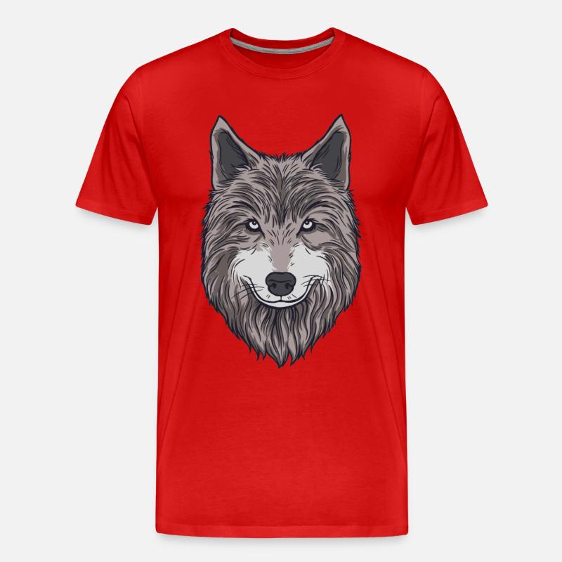 Stolzer Wolfskopf - Männer Premium Bio T-Shirt - Rot