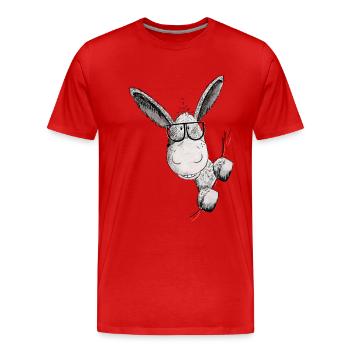 Esel mit Sonnenbrille I Tiermotiv Eselchen - Männer Premium Bio T-Shirt - Rot - Vorne - Damien (186cm)